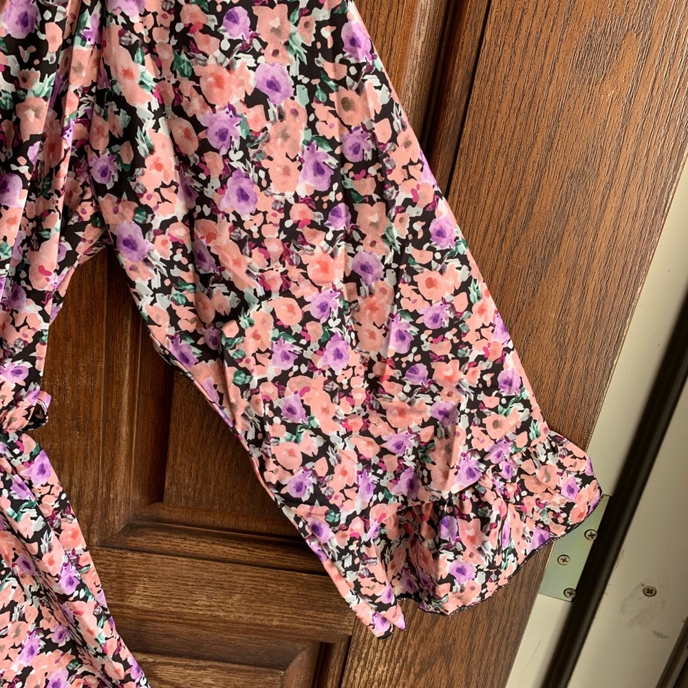 NWT Nasty Gal pink floral frilly faux wrap dress - Picture 8 of 16